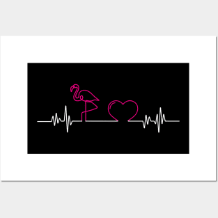 Heartbeat Flamingo Gifts Funny Flamingo Beach Summer Posters and Art